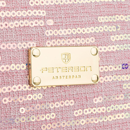 Reise-Kosmetiktasche aus synthetischem Stoff in Rosa, verziert mit Pailletten - Peterson