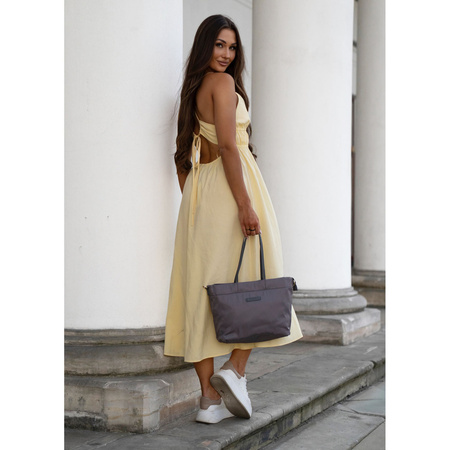 Damen-Shopper aus Nylon in Grau mit abnehmbarem, verstellbarem Gürtel - Peterson