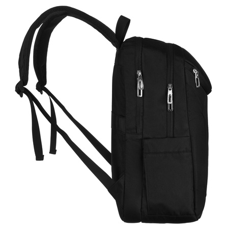 Städtischer, geräumiger Rucksack aus schwarzem Nylon mit Laptopfach – Peterson