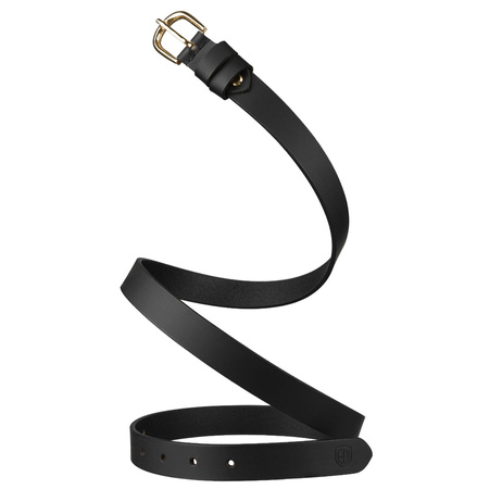 Eleganter Damen Gürtel aus echtem Leder in Schwarz mit klassischer goldener Schnalle - Peterson