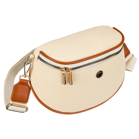 Damen-Gürteltasche in Ecru mit braunen Elementen, mit Reißverschluss verschließbar – Peterson
