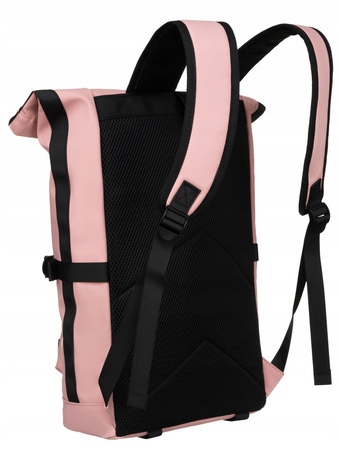 Rosa Sport-Rolltop-Rucksack mit Schnalle und Reißverschluss – Peterson