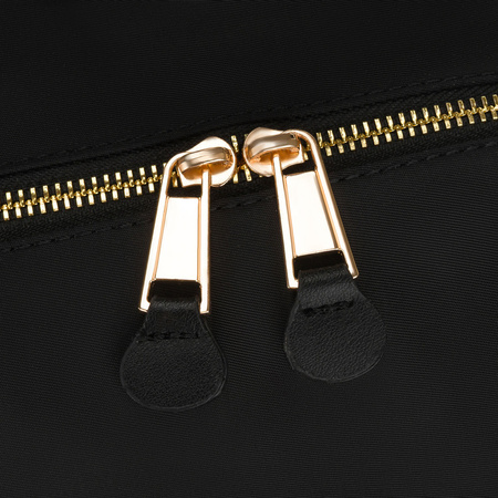 Städtischer Damen-Rucksack aus Nylon und Öko-Leder in Schwarz mit Reißverschluss – Peterson