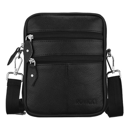 Kleine Herrentasche aus Leder in Schwarz mit Reißverschluss – Rovicky