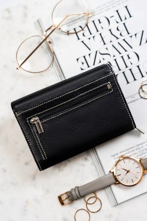 Damen Geldbörse aus Leder mit Druckknopf – Rovicky