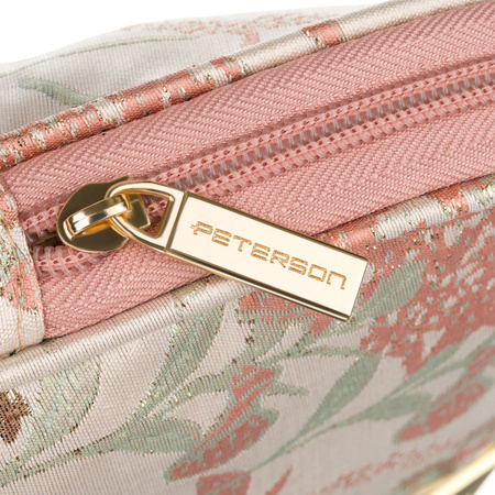 Reise-Kosmetiktasche aus synthetischem Material in Rosa-Beige mit Blumenmuster - Peterson