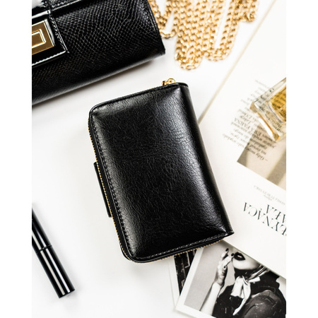 Elegante kleine Damen Geldbörse aus schwarzem Öko-Leder – Peterson