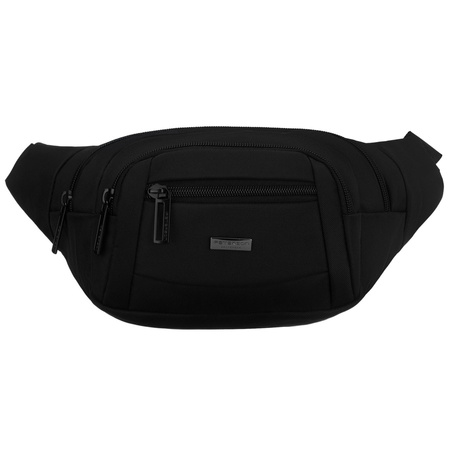 Schwarze Herren-Bauchtasche, ein Hauptfach mit vier zusätzlichen Taschen, aus Cordura - Peterson