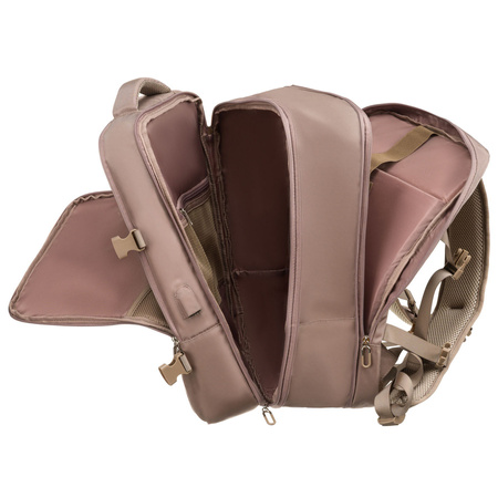 Beiger Reise-Rucksack aus Cordura mit USB-Anschluss – Peterson