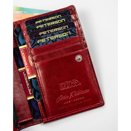 Elegante kompakte Damen Geldbörse rot aus Leder – Peterson