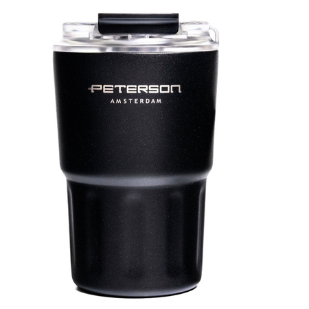 Schwarzer Thermobecher aus Edelstahl mit doppelwandiger Isolierung - Peterson