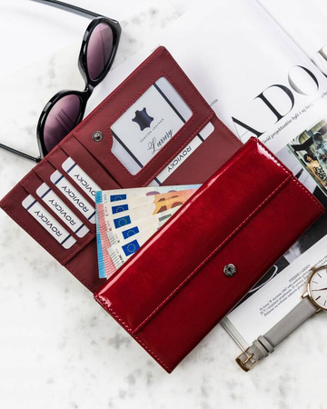 Geräumige, große Damen Geldbörse aus echtem Leder mit Druckknopf – 4U Cavaldi