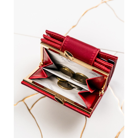 Rote Damen-Geldbörse aus Natur- und Öko-Leder mit RFID-System - Peterson