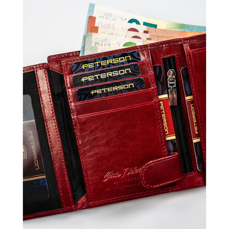 Damen Geldbörse kompakt rot aus Leder – Peterson