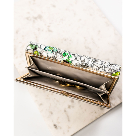 Mehrfarbige, horizontale Damen Geldbörse aus Echtleder mit Blumenmuster – Peterson