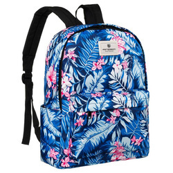 Städtischer Schulrucksack aus strapazierfähigem Polyester mit Pflanzenmuster – Peterson