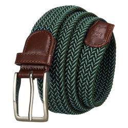 Grüner Textilgürtel mit klassischer, silberner Schnalle – Rovicky