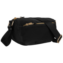 Schwarze Damen Umhängetasche aus Nylon mit Außentasche – Peterson