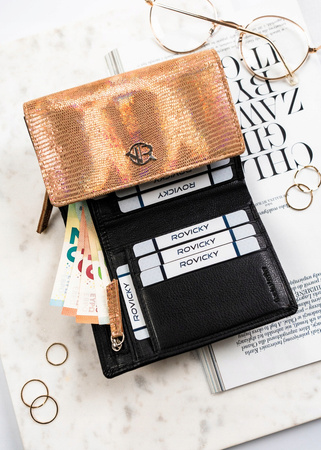 Damen Geldbörse aus echtem Leder mit Druckknopf – Rovicky