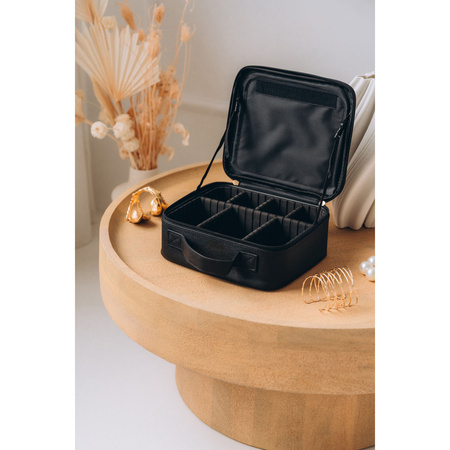 Schwarze Schmuckschatulle aus Öko-Leder, mit Reißverschluss – Peterson