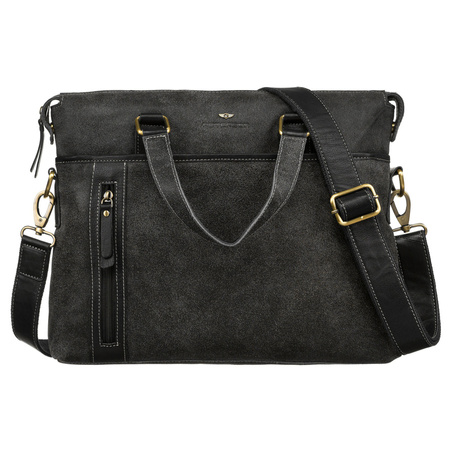 Schwarze Herren Aktentasche aus Leder mit Laptopfach – Peterson