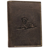 Herren Geldbörse aus braunem Leder mit geprägtem Hundemotiv