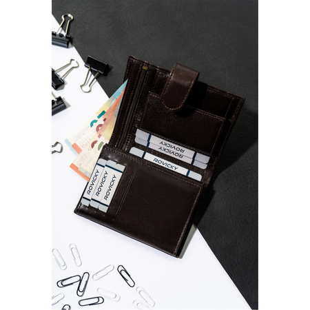 Herren Geldbörse für Dokumente mit RFID in Braun – Rovicky