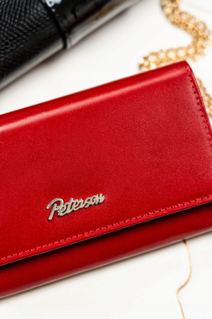 Geschenkset: große Leder Geldbörse mit Druckknopf und Schlüsselanhänger – Peterson