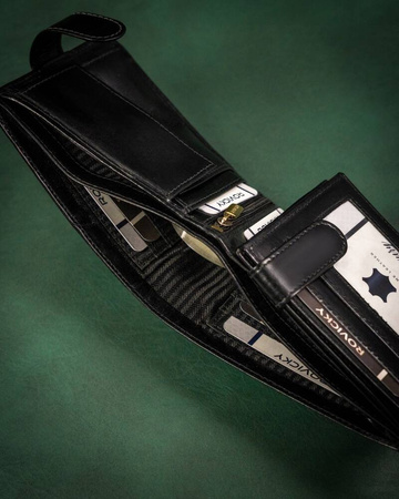 Große Herren Geldbörse aus Leder mit Druckknopf – Rovicky