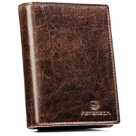 Elegante Herren-Geldbörse aus Leder in Braun ohne Außenschließe - Peterson