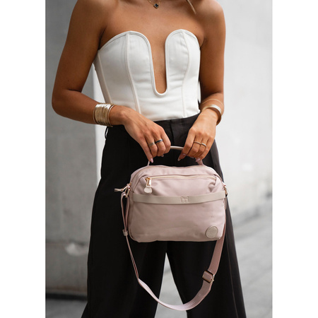 Rosa Damen-Umhängetasche aus Nylon mit Reißverschluss – Peterson