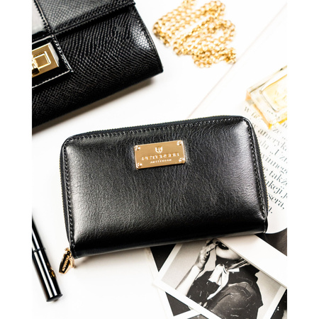 Peterson Damen-Geldbörse im Federmäppchen-Stil aus Öko-Leder mit RFID-System, schwarz