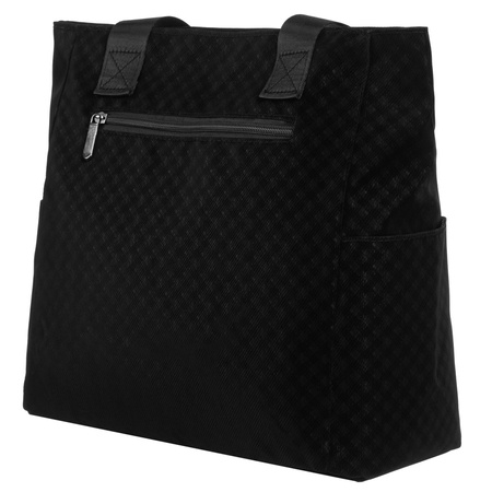 Schwarzer Damen-Shopper aus Polyester mit geometrischem Muster – Rovicky