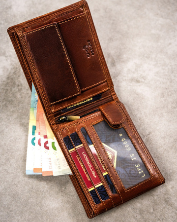 Große Herren Geldbörse aus Leder mit geprägtem Sternzeichenmotiv – Peterson