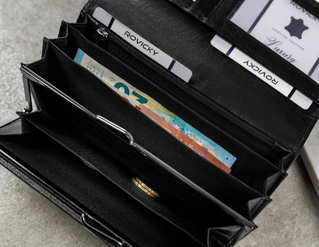 Damen Geldbörse aus Leder mit Druckknopf und RFID-Schutz – Cavaldi