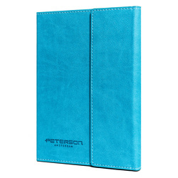 Geschenkset: Türkiser Notizblock mit Magnetverschluss und schwarzer Kugelschreiber – Peterson