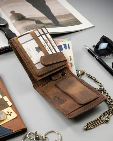 Große Herren Geldbörse aus Leder ohne Verschluss mit Prägung