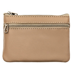 Beiges Schlüssel Etui aus Leder mit Reißverschluss