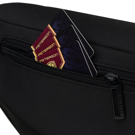 Schwarze Herren-Gürteltasche  mit Außentaschen mit Reißverschluss, aufgehängt an einem verstellbaren Gürtel – Peterson