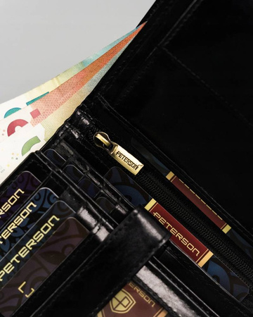 Große Herren Geldbörse aus Leder mit Druckknopfverschluss – Peterson