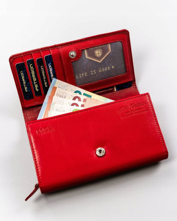 Große Damen Geldbörse aus Leder mit Druckknopf – Peterson