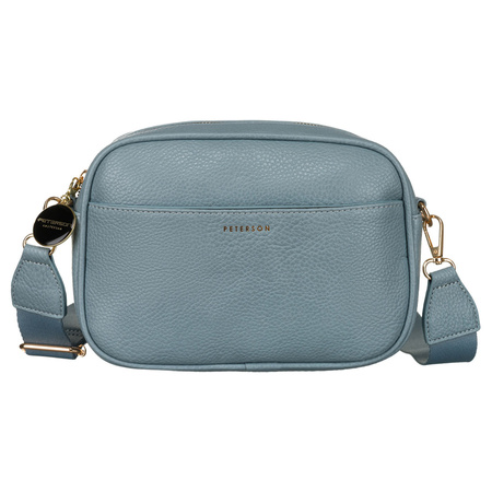 Blaue Crossbody Damen Umhängetasche mit schmalem und breitem Schulterriemen aus Öko-Leder – Peterson