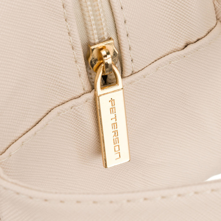 Kosmetiktasche aus Synthetikstoff in Beige mit transparentem Panel – Peterson