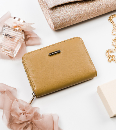 Praktische Damen Geldbörse aus glattem Öko-Leder mit Reißverschluss – David Jones