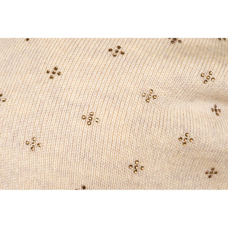 Elegante Slouchy Mütze mit Kristallen in Beige – Peterson