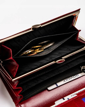 Mittlere, bequeme Damen Geldbörse aus Leder mit RFID – Rovicky