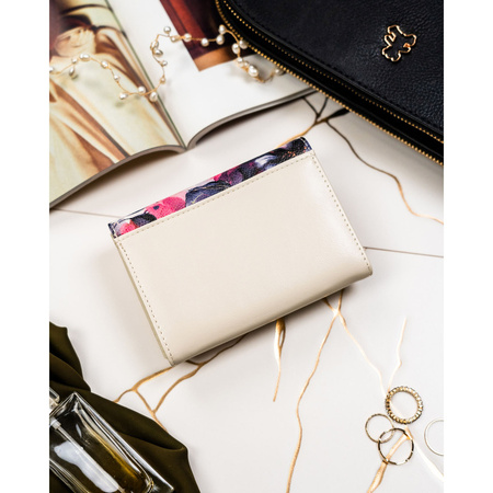 Elegante Damen-Geldbörse mit Blumen aus Natur- und Öko-Leder – Peterson