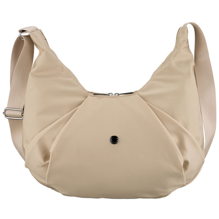 Beige Damen-Handtasche aus Polyester, passend für A4-Format und mit Reißverschluss – Peterson