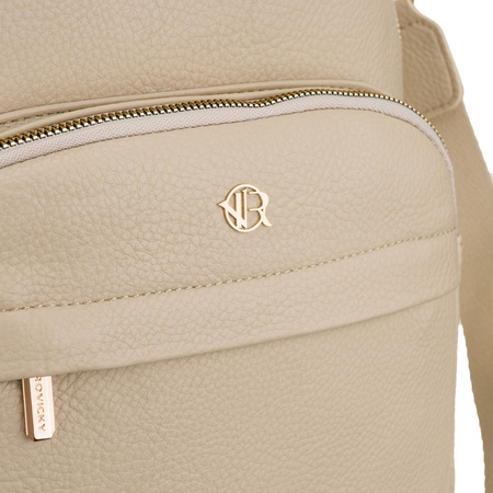 Eleganter Damen-Rucksack mit Seitentaschen aus Öko-Leder in Beige – Rovicky