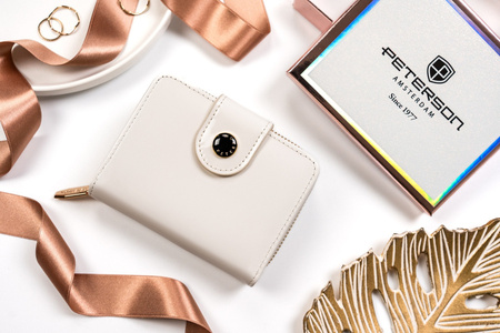 Kleine Damen Geldbörse aus Öko-Leder mit Druckknopf und Reißverschluss – Peterson